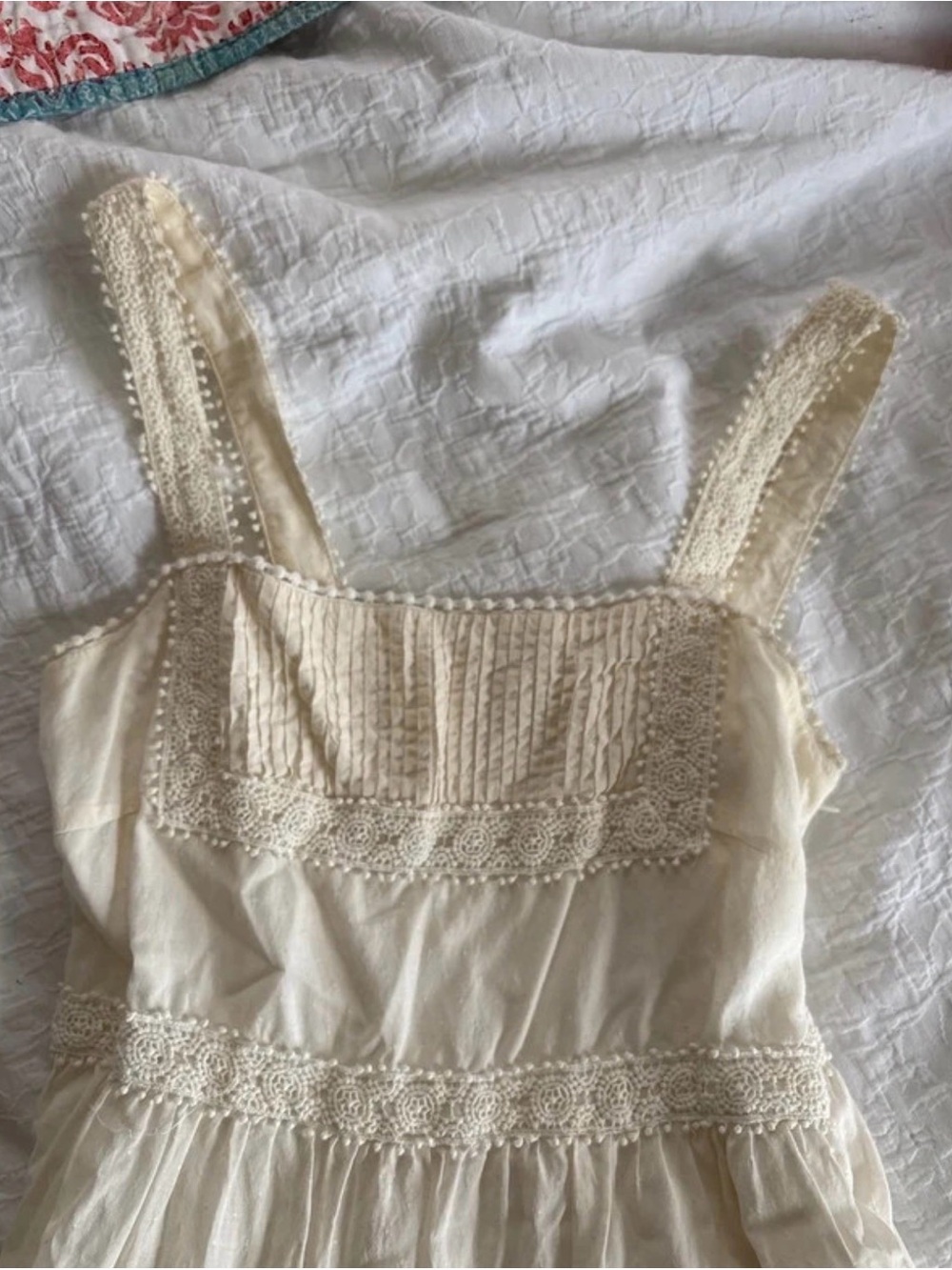 Matilda Jane Cream Smocked Tank with Lace Trim